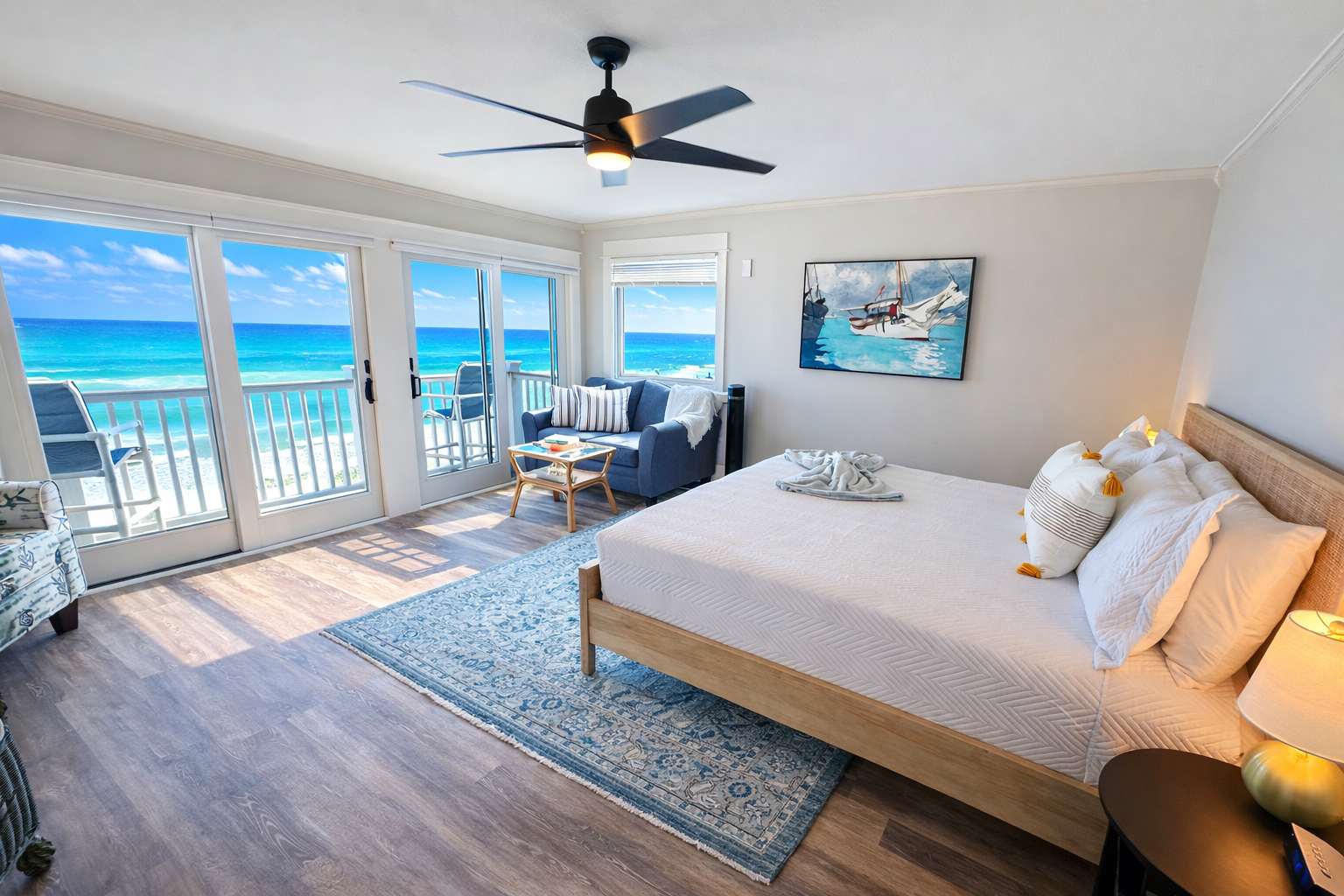 Oceanfront bedroom at Cozy Beach Getaway